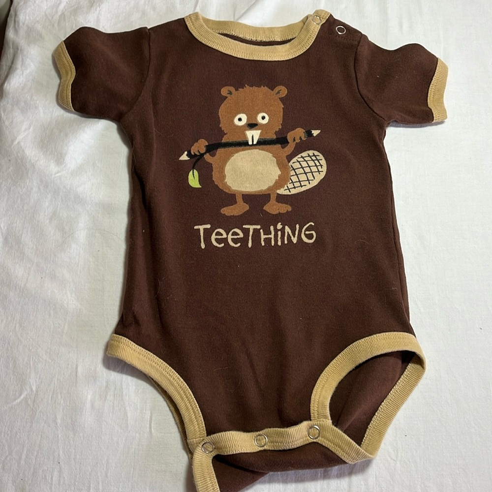 18M Lazy One “beaver teething “ onesie